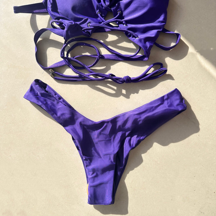 Dame Triangel-Bikini med justerbart snøre-design og figurformerende snit Skovae
