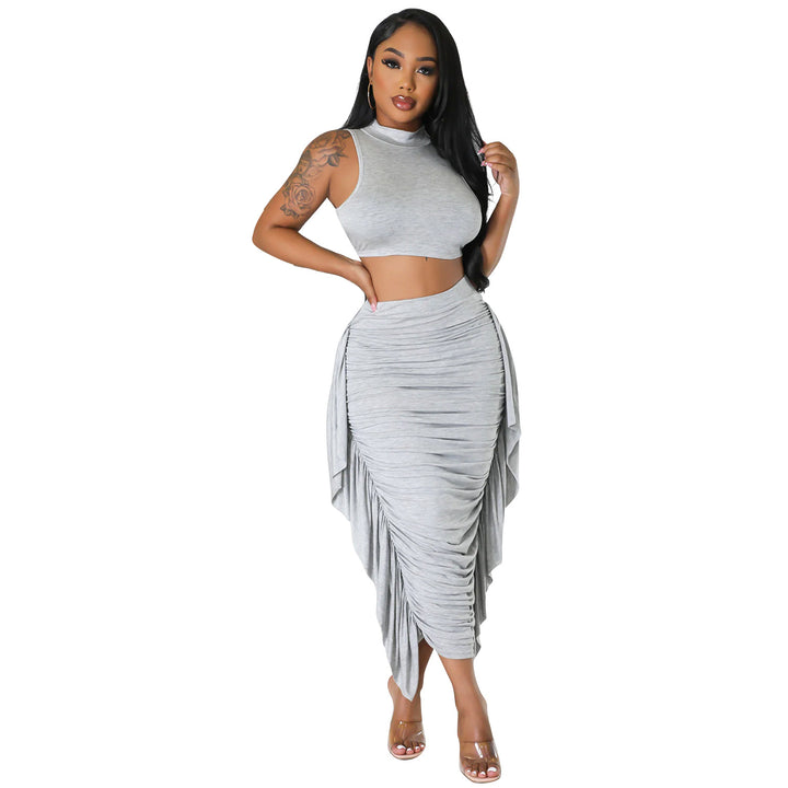 Høj talje bodycon nederdel og cropped top sæt til kvinder Stilla