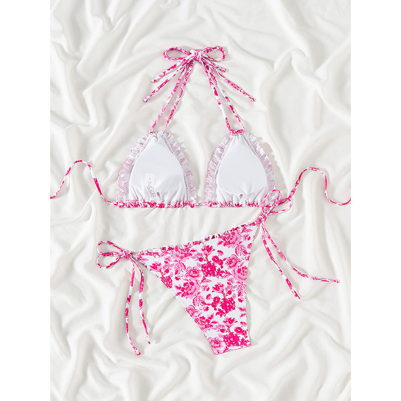 Dame Floral Flæse Strop Bikini Sæt Stilla
