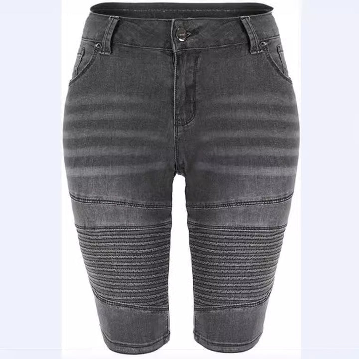 Dame Denim Cykelbukser med modet Biker-detail Stilla