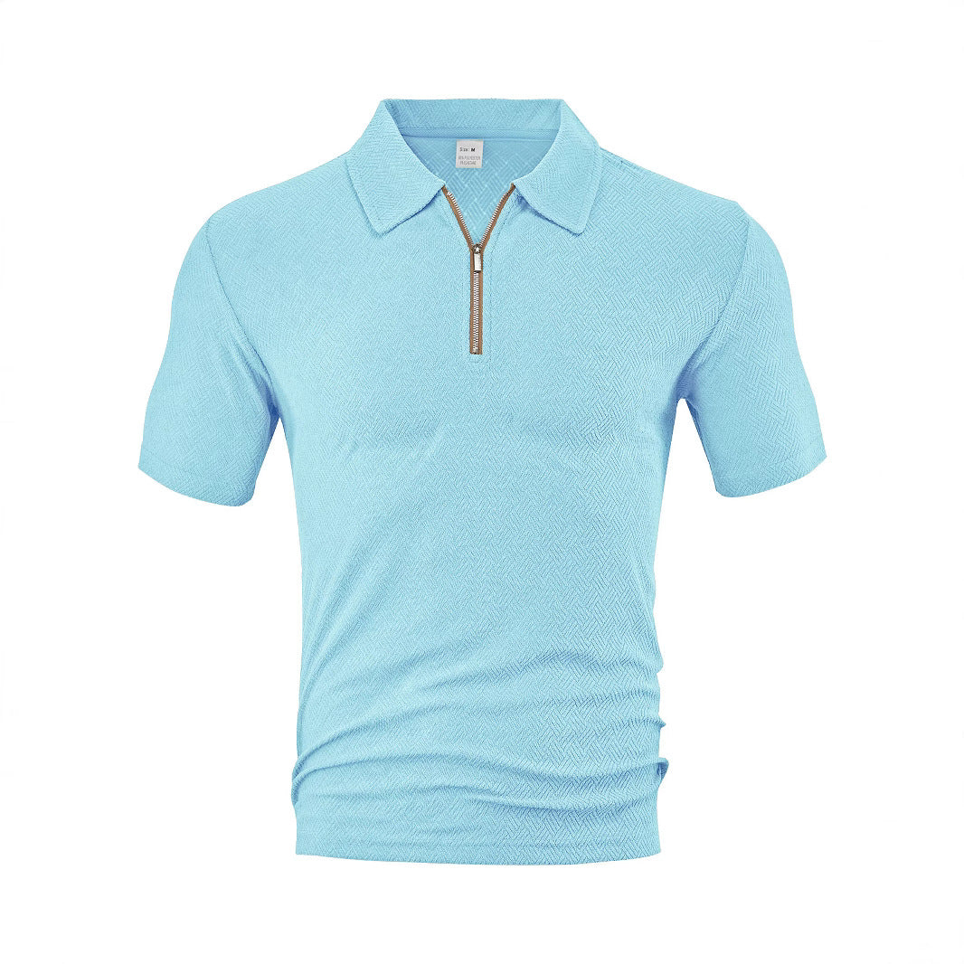 Herrer sporty kortærmet polo med lynlås og struktureret design Stilla