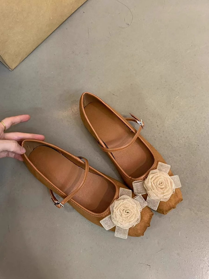 Damer floral dekorerede Mary Jane Ballerinas Stilla