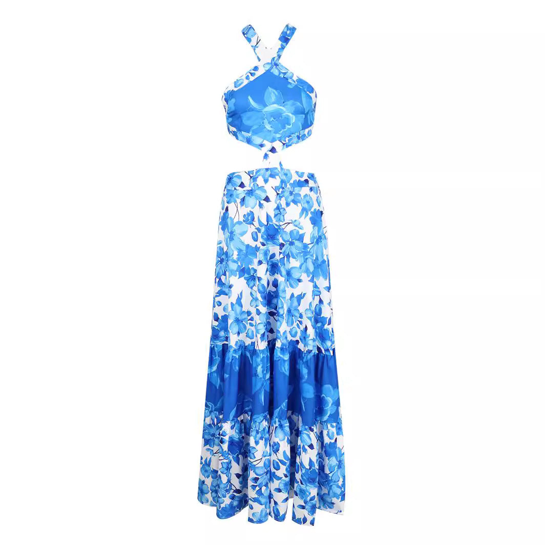 Dame Maxikjole med legende cut-out-design og voluminøs skirt Stilla