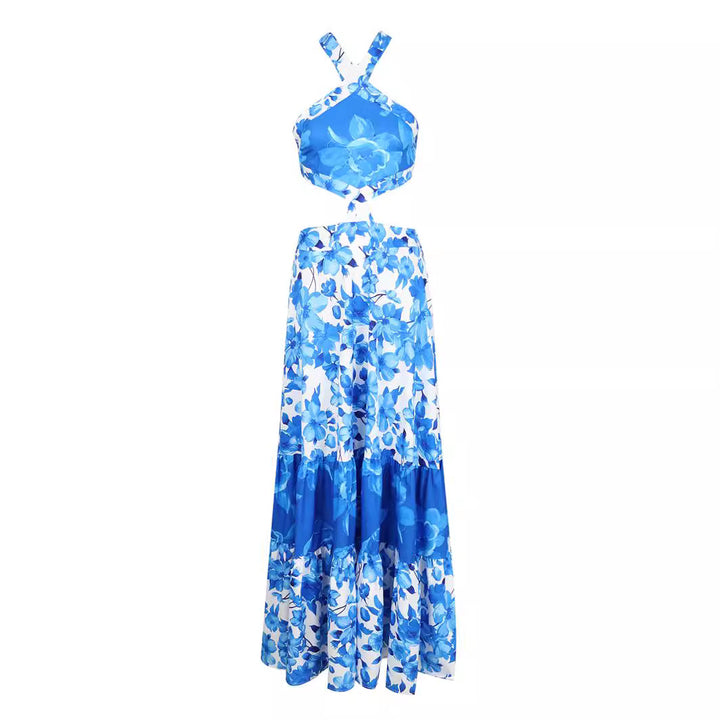 Dame Maxikjole med legende cut-out-design og voluminøs skirt Stilla