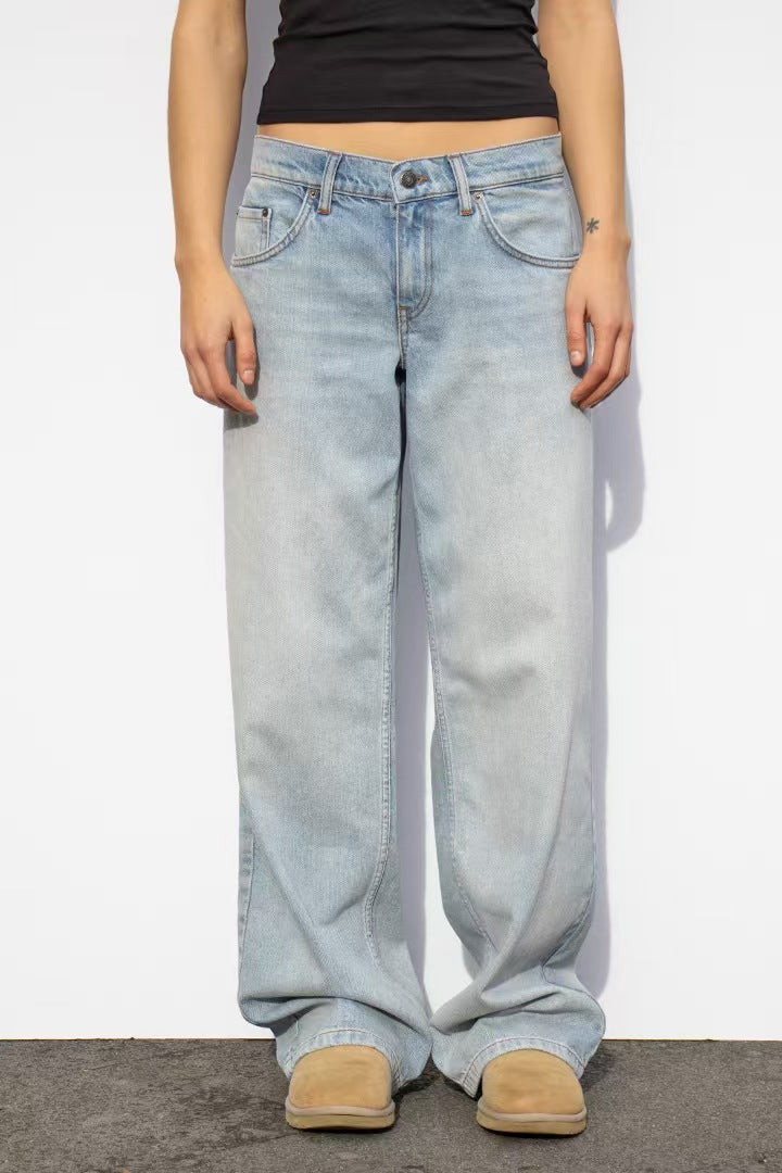 Dame brede jeans i afslappet snit med høj talje Stilla