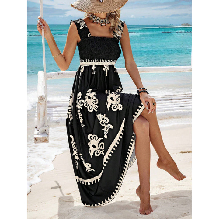 Dame High-Low Maxi Kjole med rynket top Stilla