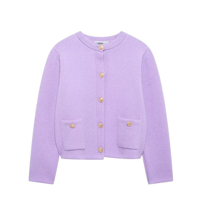 Dame struktureret Button-Up Cardigan med frontlommer Stilla