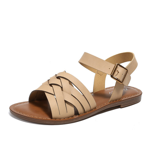 Dame flettede læder-sandaler Stilla