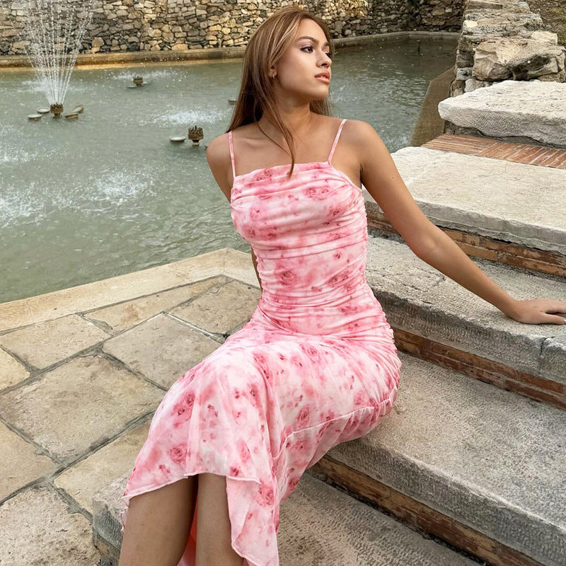 Femme Elegante Rynk Maxi Kjole Stilla