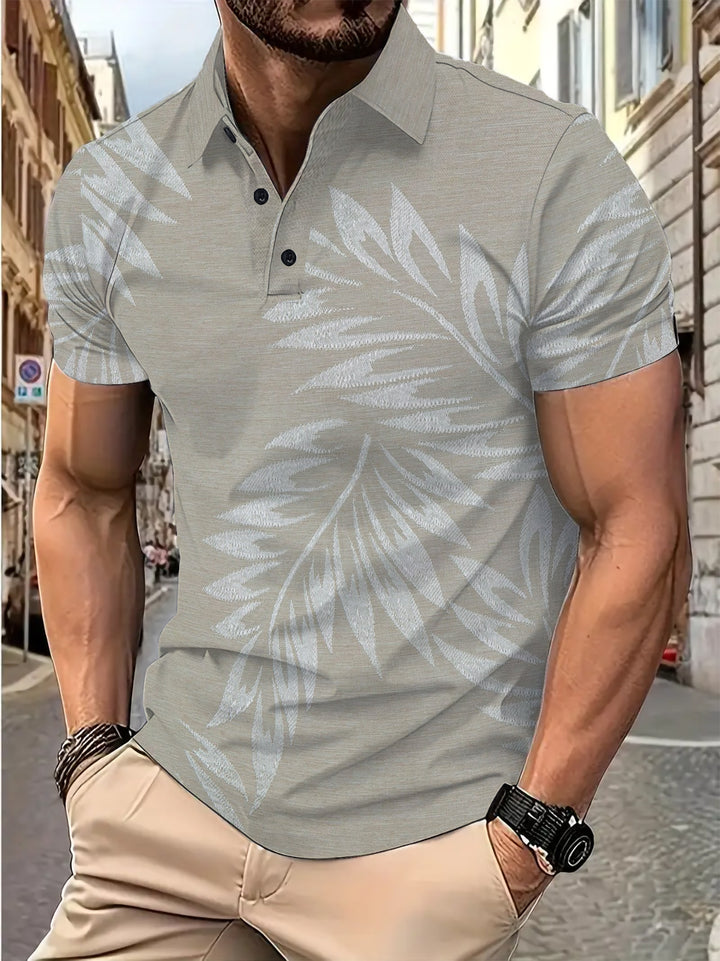 Herrer Kortærmet Poloshirt med elegant Bladdesign Stilla