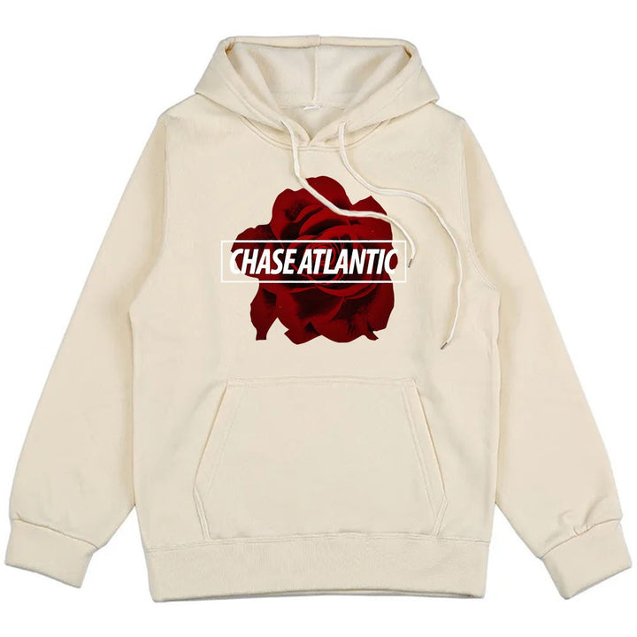 Dame hoodie med romantisk rose design Skovae
