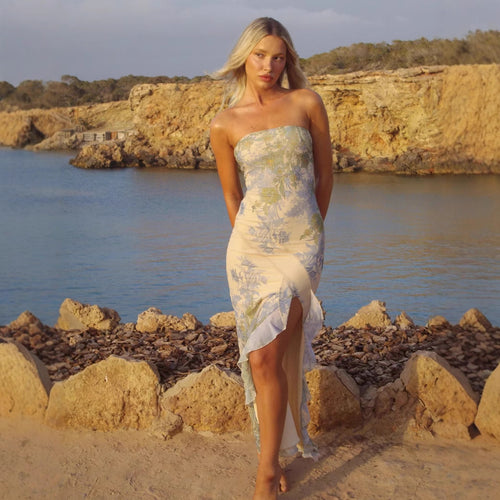 Dame Sommerligt Strandkjole med elegant sideslids Skovae