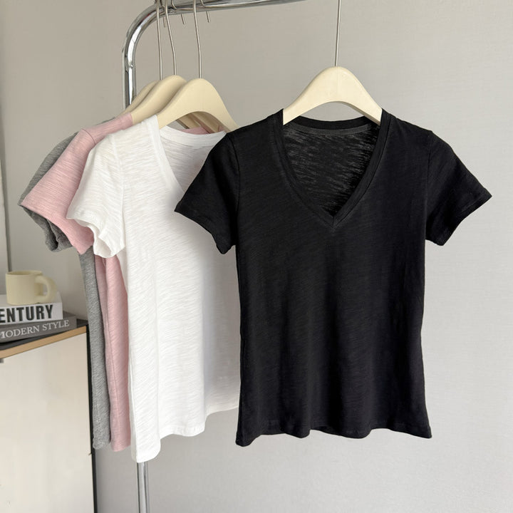 Femme Soft V-udskæring Kortærmet T-Shirt Stilla
