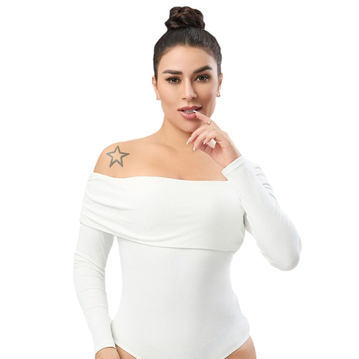 Damer Elegant Off-Shoulder Bodystocking med lange ærmer og rynkning Stilla