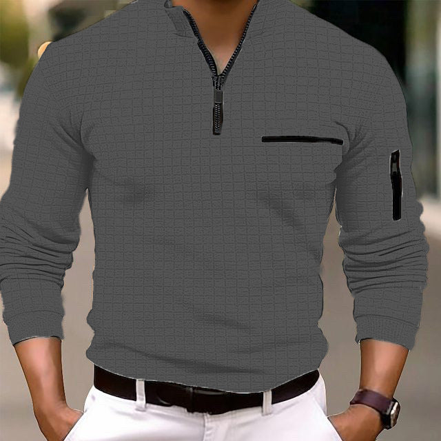 Herrer Sweatshirt med struktureret design og funktionelle lynlåslommer Stilla