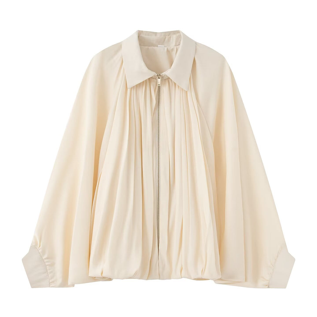 Dame Oversized Blusenjakke med Drapering Stilla
