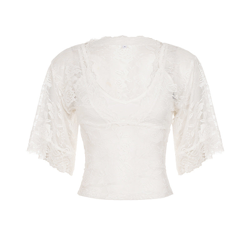 Dame elegant spids toppen med voluminøse ruffle detaljer Skovae