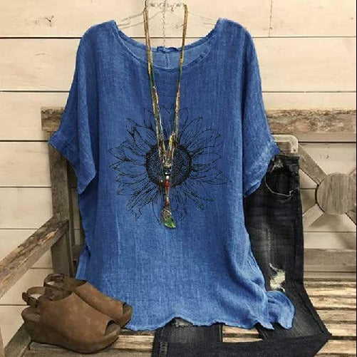 Dame Casual Oversized Grafik T-shirt Stilla