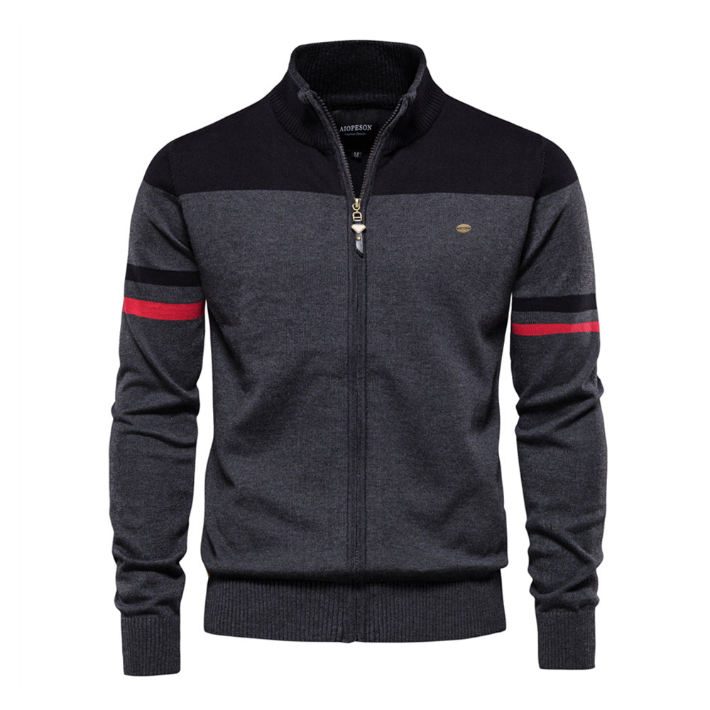 Herrer strikjakke med moderne lynlås og sporty detaljer Stilla
