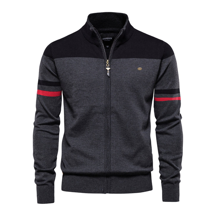 Herrer strikjakke med moderne lynlås og sporty detaljer Stilla