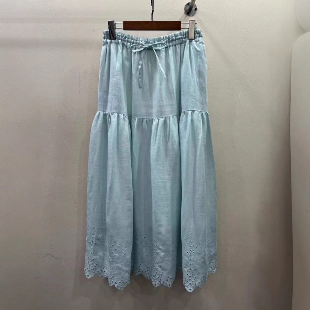 Femme lagdelt Maxi-nederdel med spidstekant Stilla
