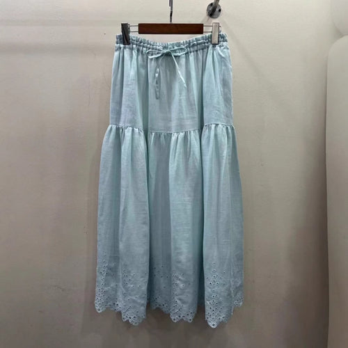 Femme lagdelt Maxi-nederdel med spidstekant Stilla