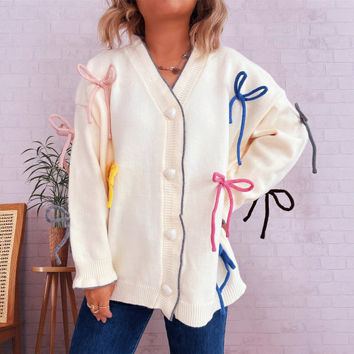 Kvinders cardigan med farverige bue accenter og oversized snit Stilla