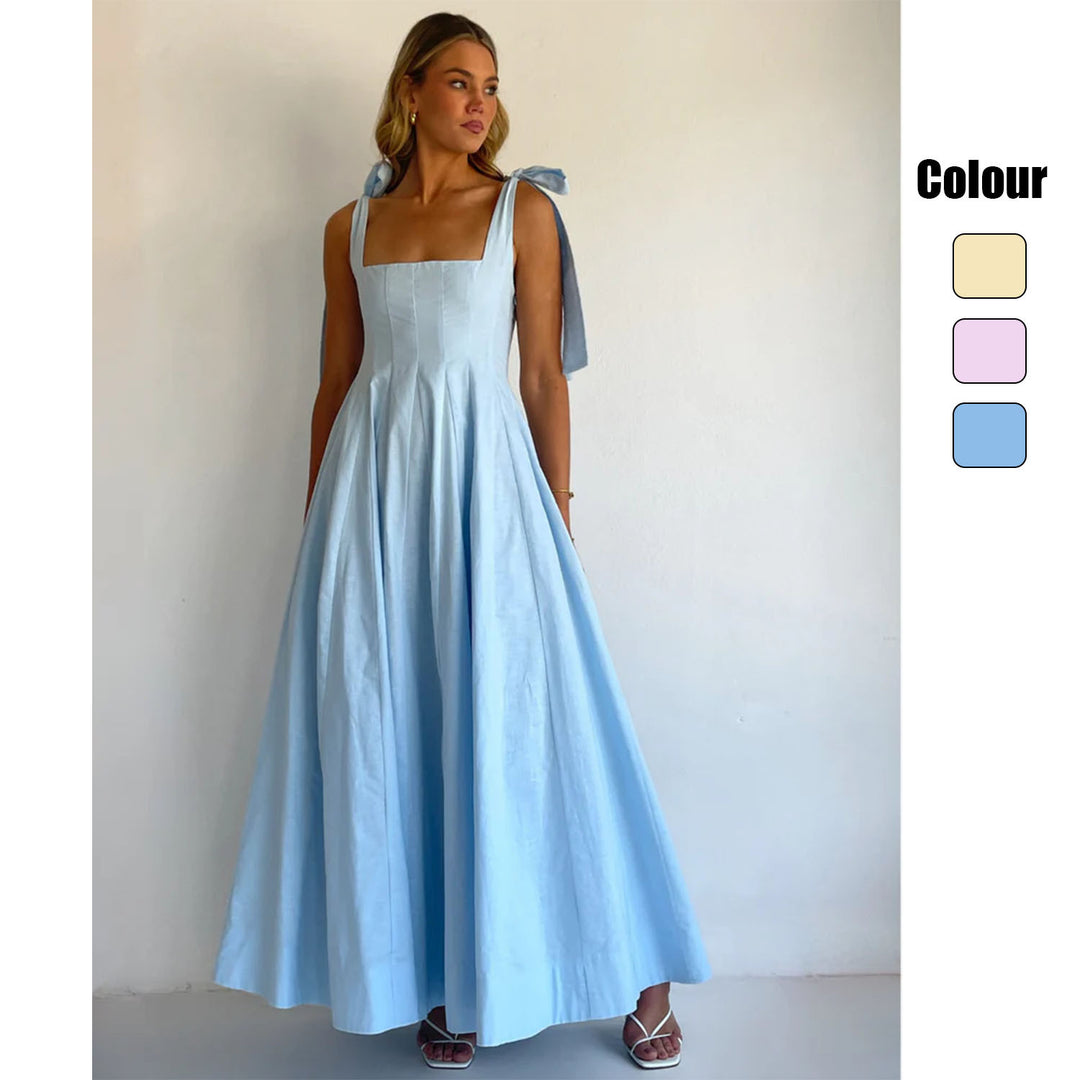 Damer Elegant Maxi Kjole med Moderne Skulderstropper og Flydende Snit