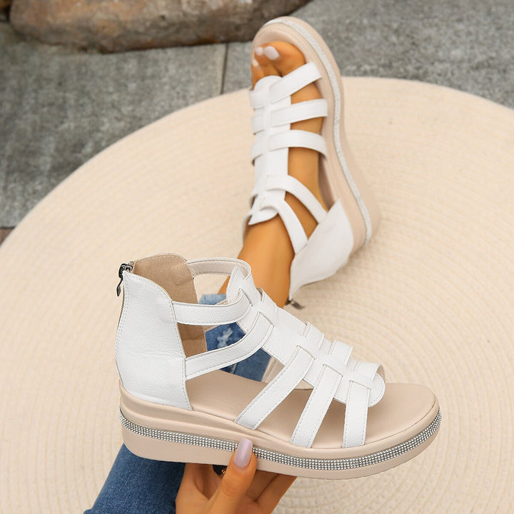 Dame Wedge-sandaler med justerbare stropper og glitrende accentstriber Stilla