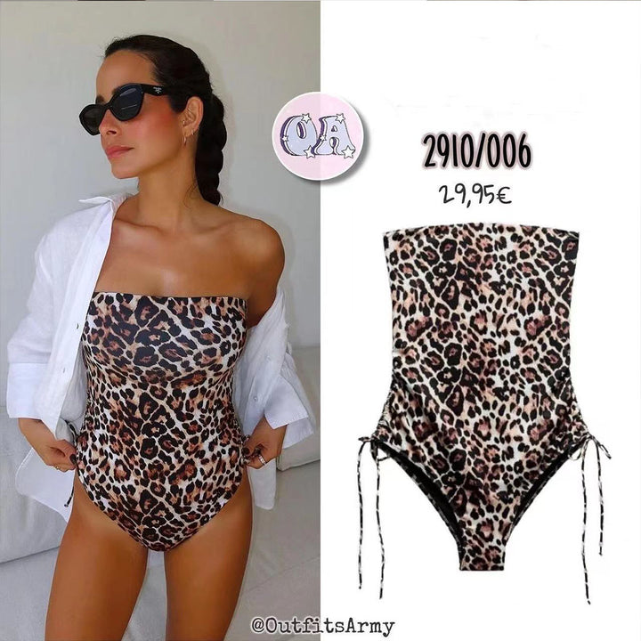 Dame badedragt med elegant leopardmønster og justerbare sidelændebånd Stilla