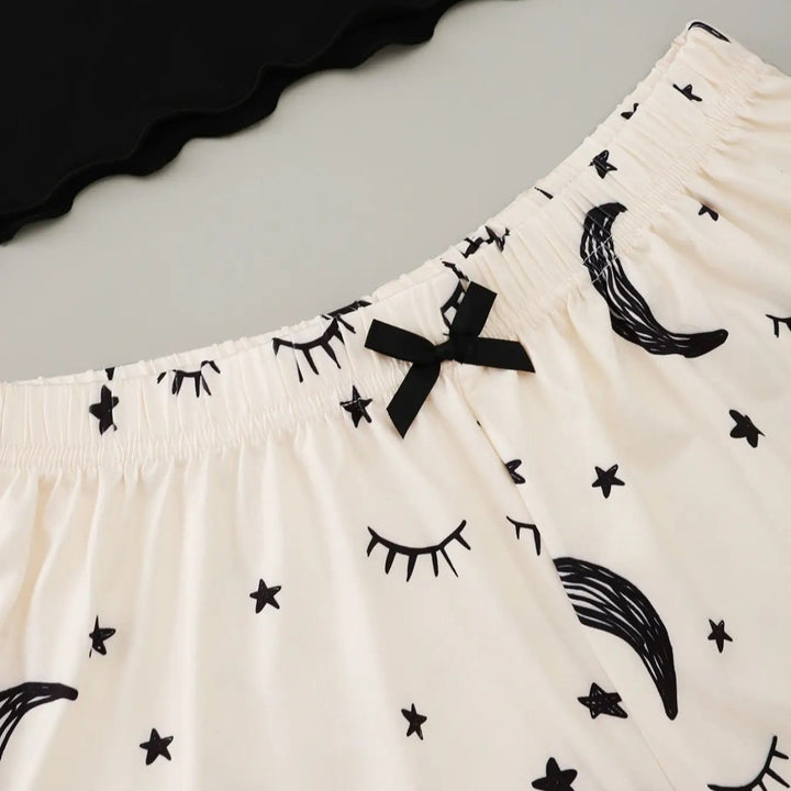 Dame loungewear sæt med kreativt natdesign Stilla