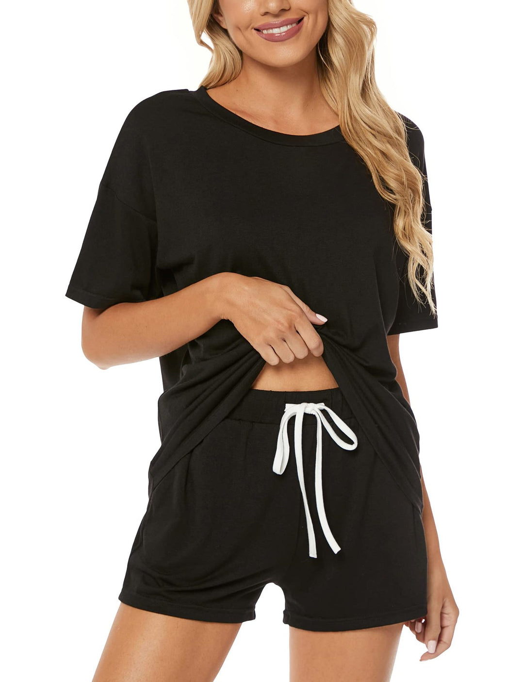 Dame afslappet kortærmet loungewear-sæt med elastisk talje Stilla