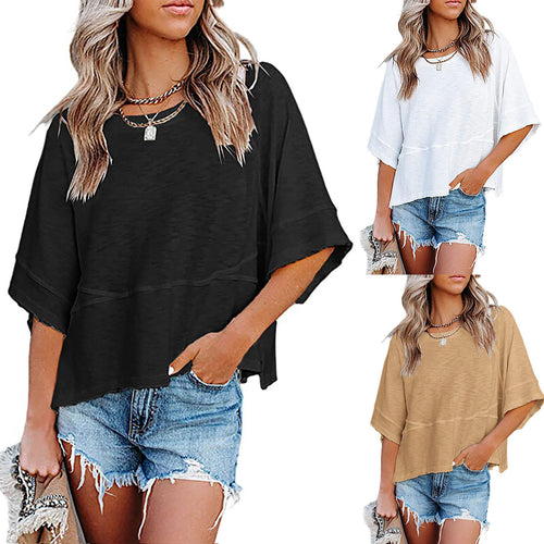 Dame afslappet plus size top med bred pasform og batik-design Stiila