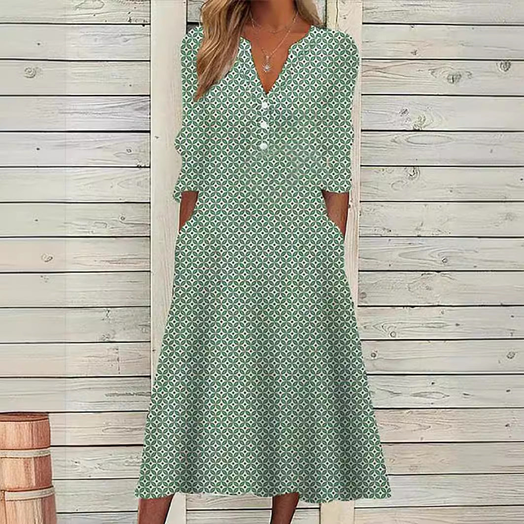 Dame Midikjole med elegant mønster Stilla