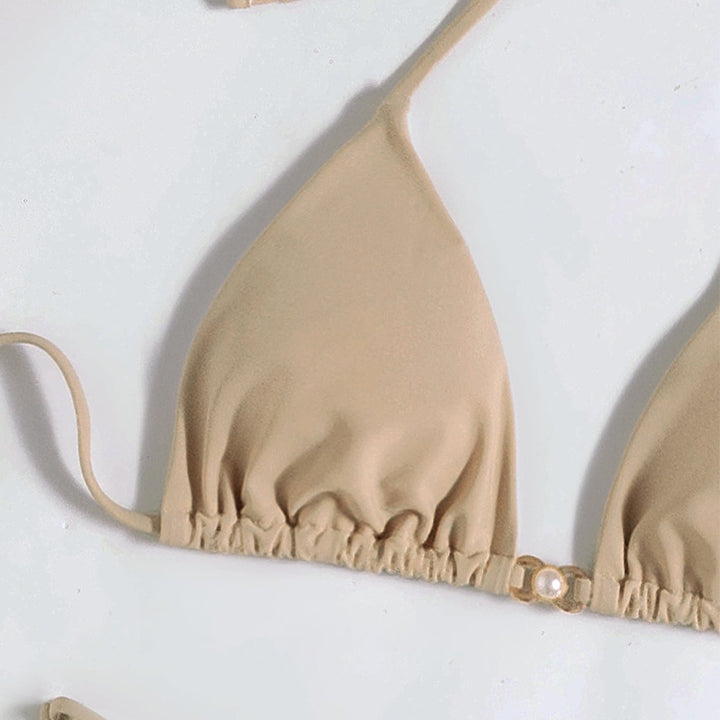 Dame Triangle-Bikini med justerbare bånd og elastisk trusse Skovae