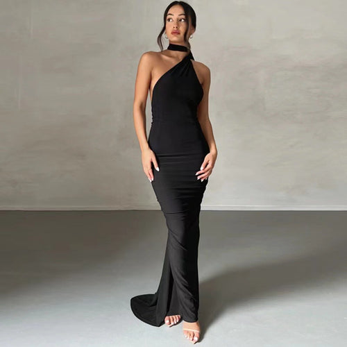 Dame elegant wrap kjoler med asymmetrisk kant og tætsiddende snit Skovae
