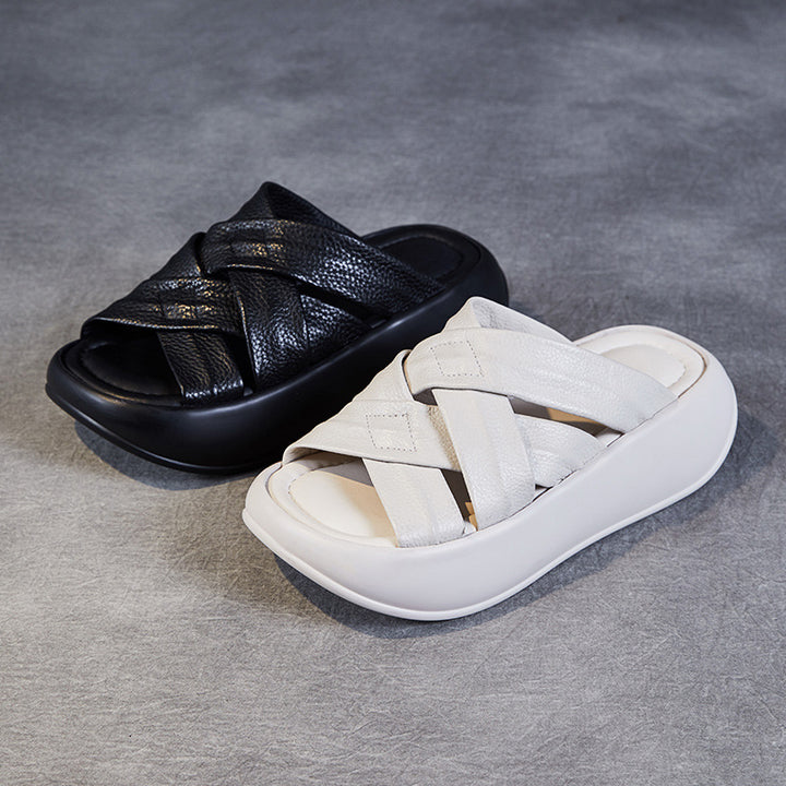 Kvinder Chunky Slide Sandaler med Krydsbåndsdesign Stilla