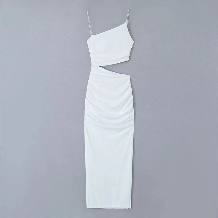 Kvinders elegante cut-out maxi kjole med asymmetrisk design og ruching Stilla