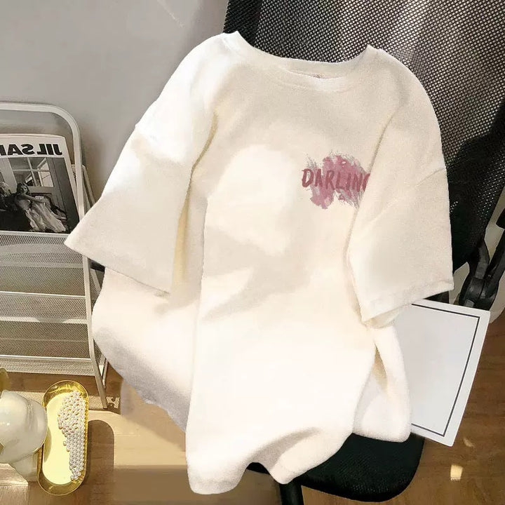 Dame Oversized T-shirt med kunstnerisk tryk og afslappet skæring Stilla