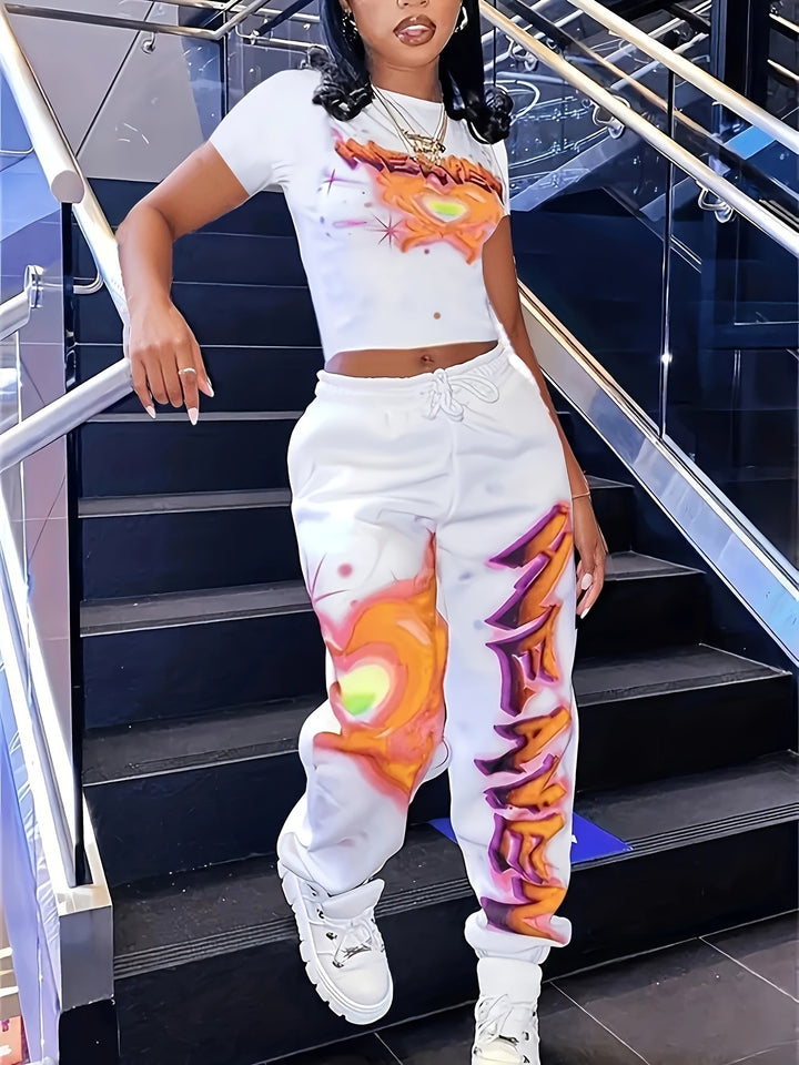 Dame Urban Sporty Sæt med Crop-Top og Joggingbukser Stilla