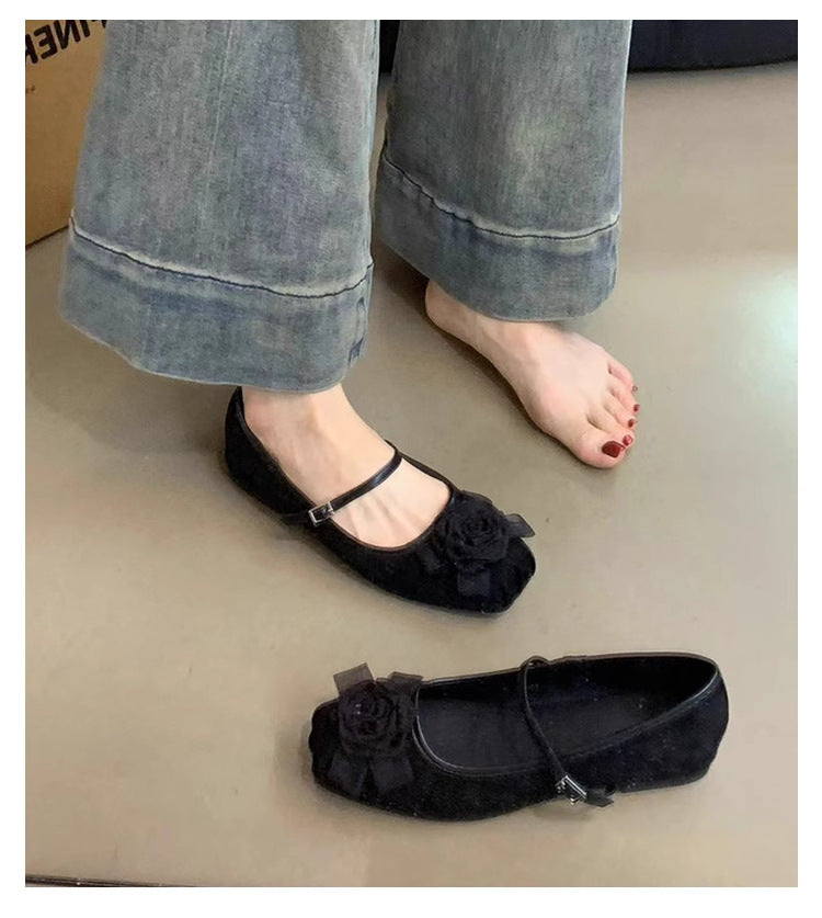 Damer floral dekorerede Mary Jane Ballerinas Stilla