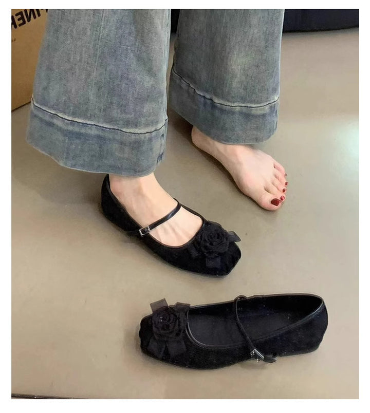 Damer floral dekorerede Mary Jane Ballerinas Stilla
