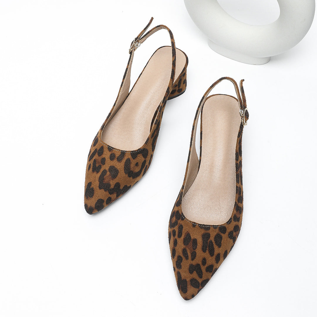 Dame Slingback Pumps med leopardmønster Stilla