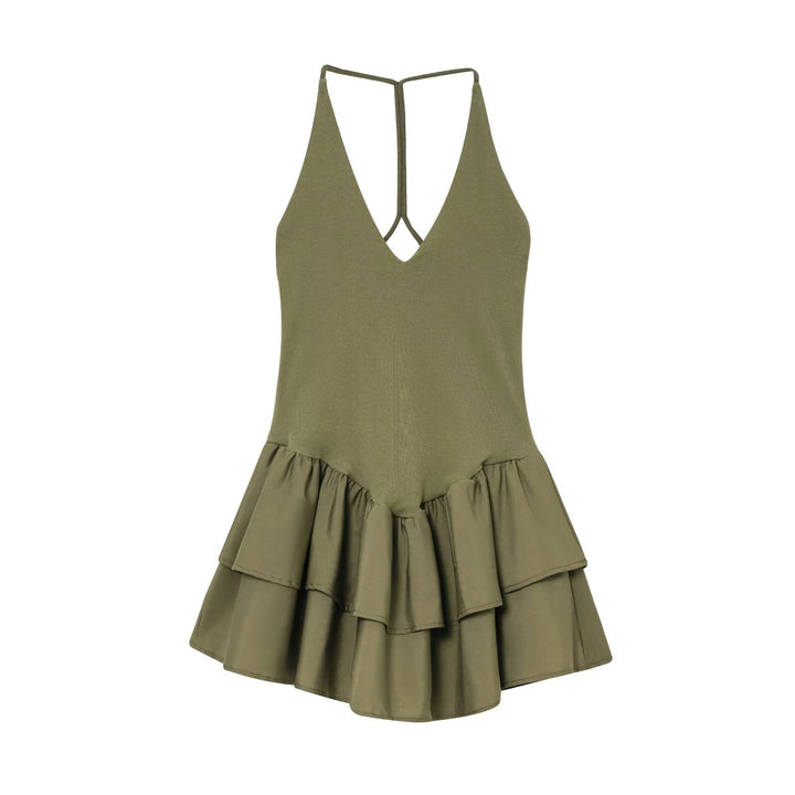 Dame Rynketshirt Mini Kjole med justerbare stropper Stilla