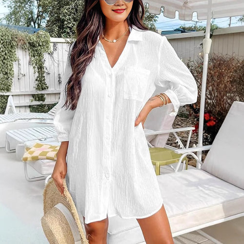 Damer casual langærmet bluse med knapliste Stilla