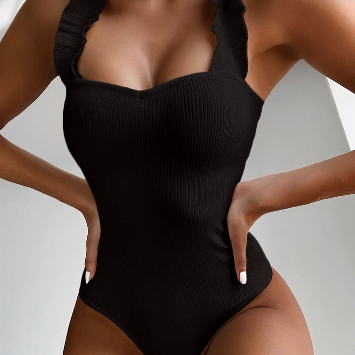 Dame Rufflesweater med Hjerteudskæring One-Piece Badedragt Stilla