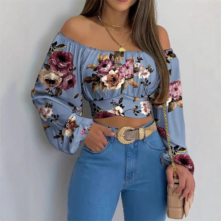 Dame Floral Off-Shoulder Crop Top Stilla