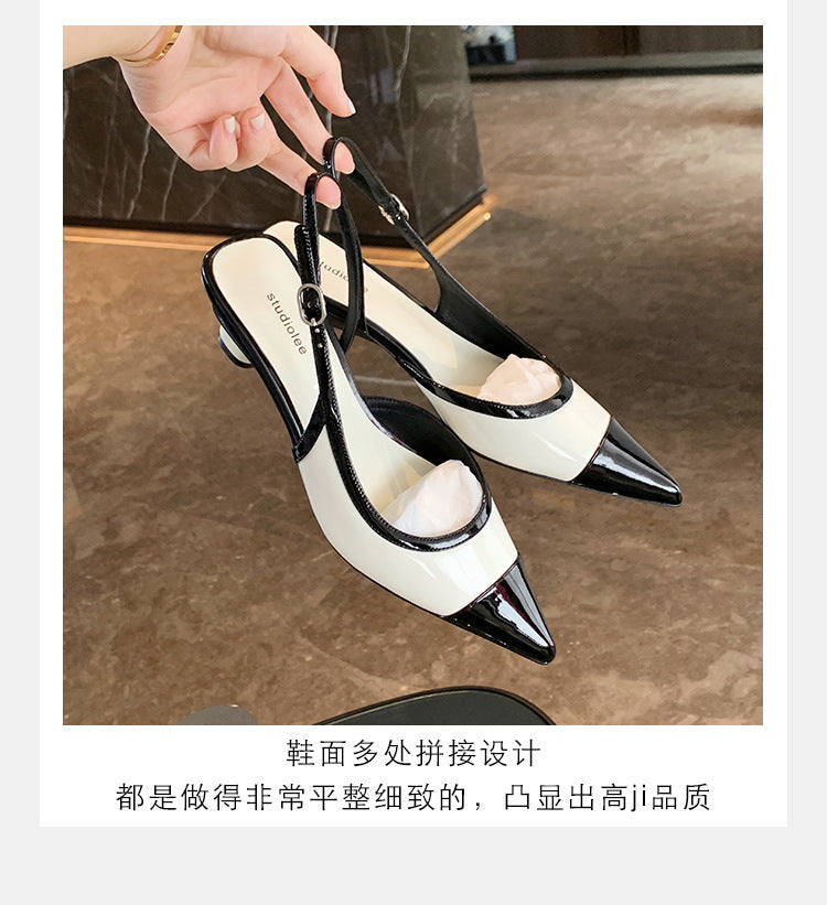 Dame Patenteret læder Slingback-pumps med kontrasterende kappe-tå Stilla