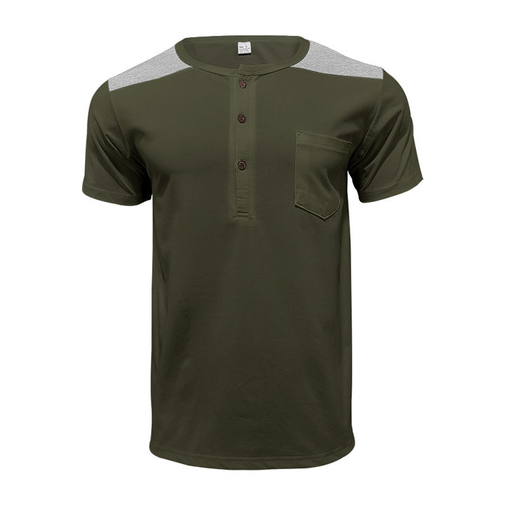 Herrer kortærmet Henley-T-shirt med stilfuldt knapdesign og praktisk brystlomme Stilla