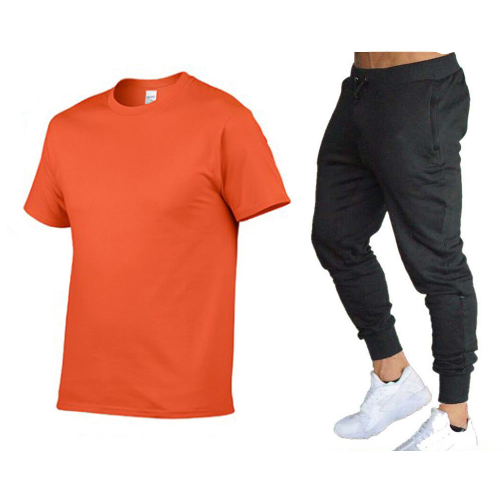 Herre sporty T-shirt og joggingbukser-sæt med funktionelt design Stilla